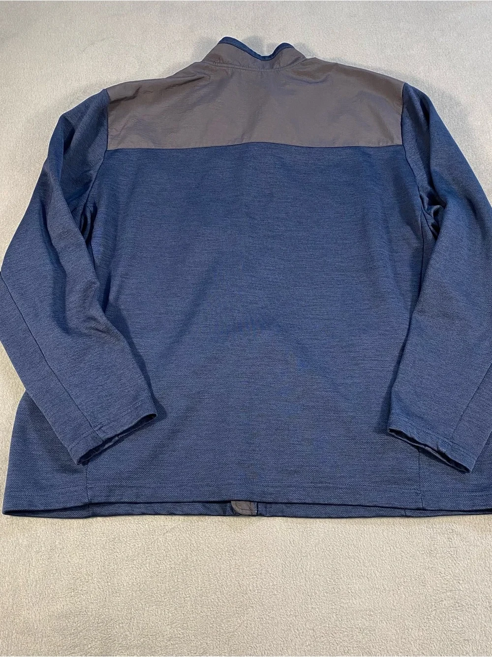 Orvis men’s Navy & Charcoal Zip-Front Long Sleeve Jacket, pockets, lined,size XL